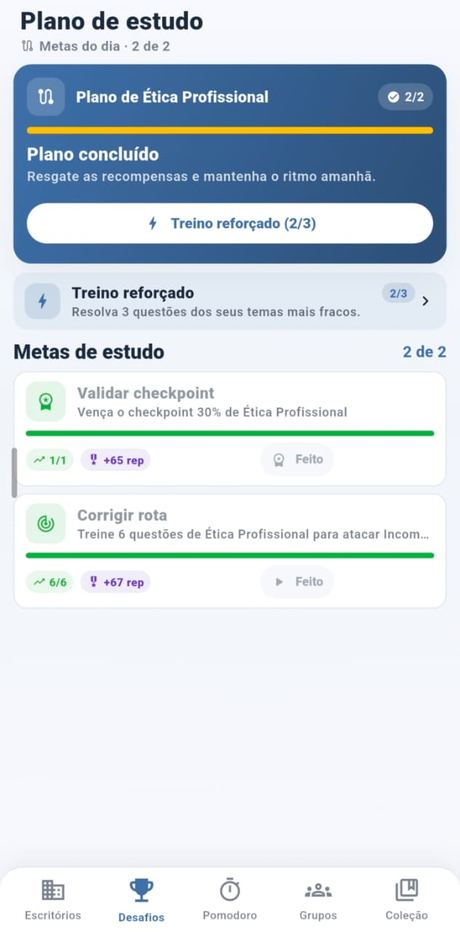 Plano de estudo diário com metas